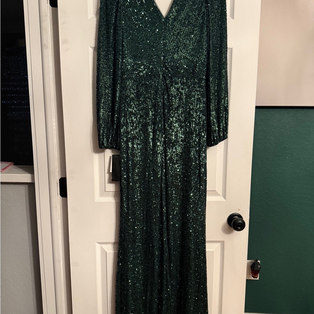 Xscape Emerald Sequin Dress - Picture 2 of 4